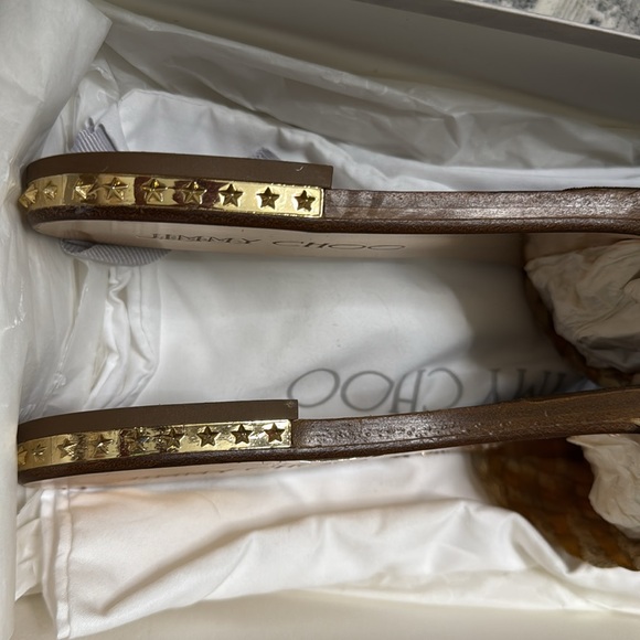 JIMMY CHOO WEAVE GLITTER FLAT MULES SANDALS - Picture 8 of 10